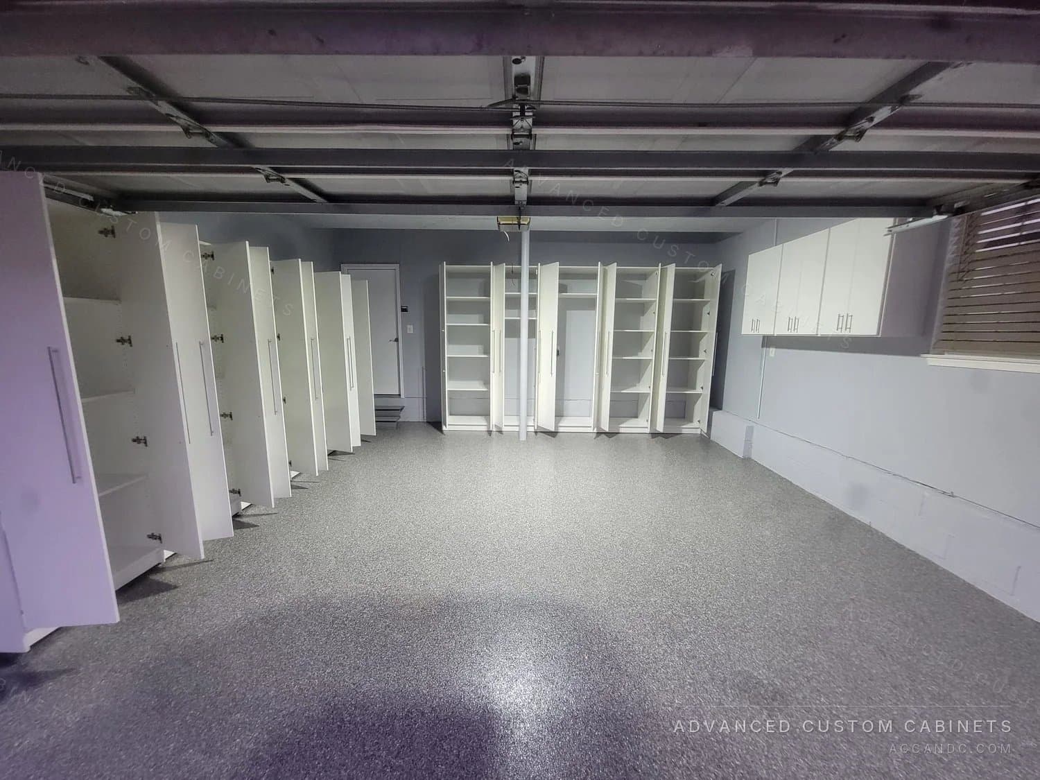 Modern garage with floor-mounted cabinets