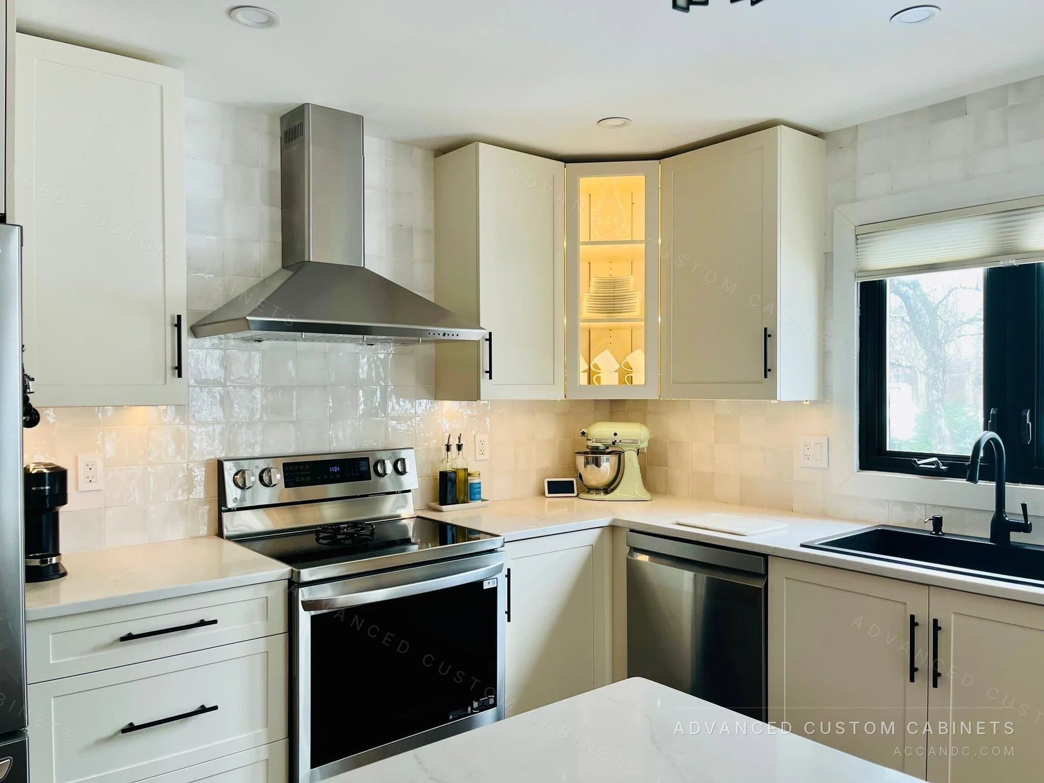 Modern kitchen with pantry and range hood