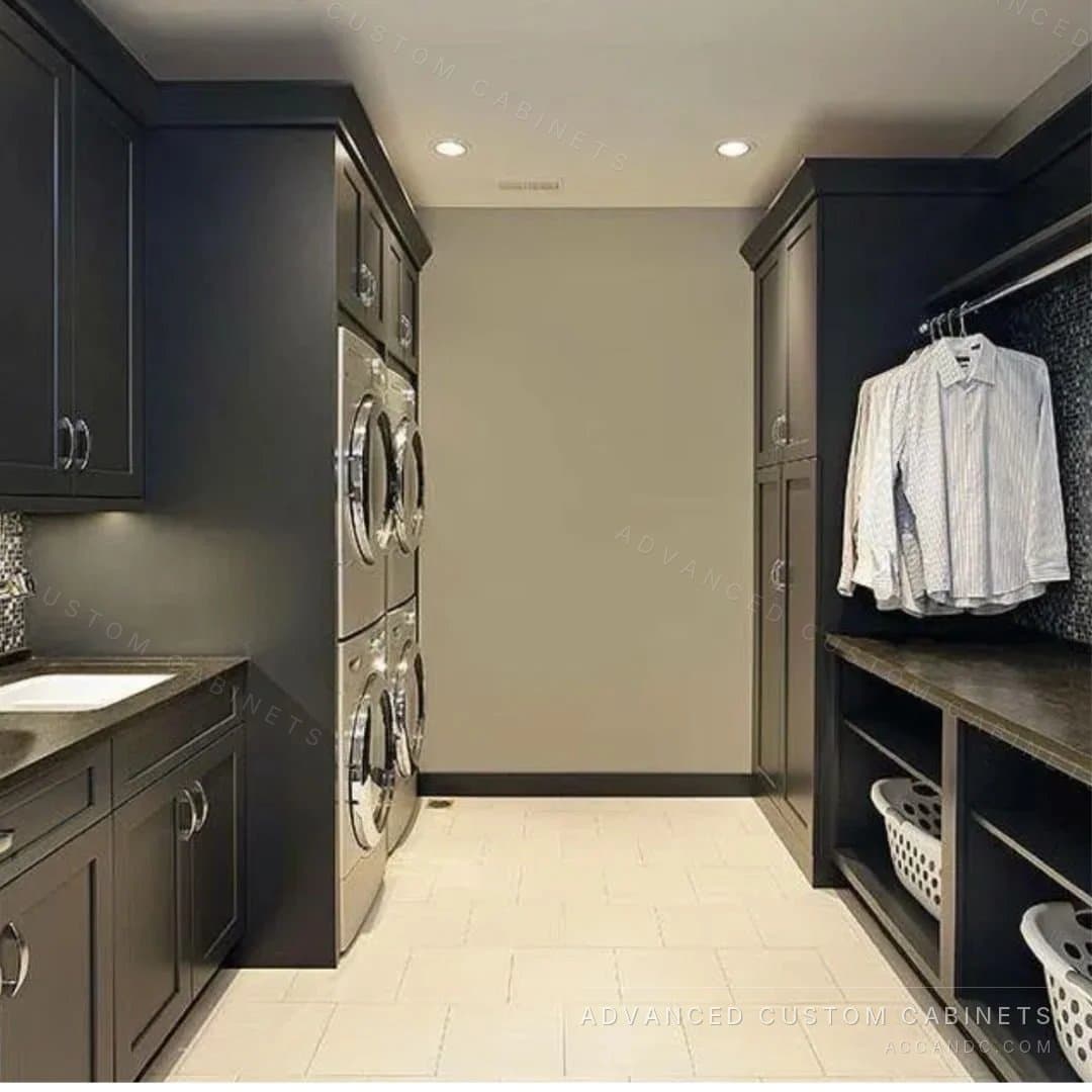 Tall laundry storage cabinets